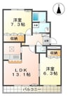 パルティール成沢 2LDKの間取り