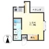 エリベール69 1Rの間取り