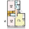 ハイカムールさくら館 2DKの間取り