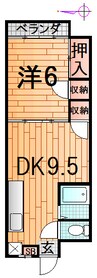 花笠マンション 1DKの間取り
