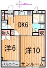 上町サンタウン 2DKの間取り