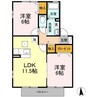 プルミエ・ラムール Ｂ 2LDKの間取り