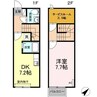 キューブ吉原 1DK+Sの間取り