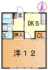 イーストハイツ 1DKの間取り