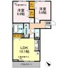 グラテナート 2LDKの間取り