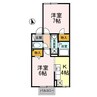 セジュール２５２ 2Kの間取り