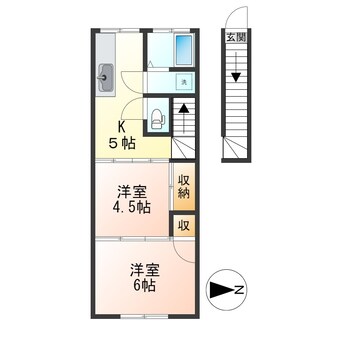 間取図 奥羽本線・山形線/山形駅 徒歩44分 2階 築37年