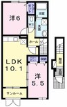 パニエ　ド　フルールⅡ 2LDKの間取り