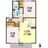 プルミエ・ラムール Ｂ 2LDKの間取り
