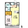 プラザオアシス 1LDKの間取り