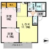 グランシード久保田 Ａ 2LDKの間取り