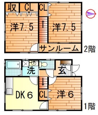 間取図 飯田4丁目7-89貸家　