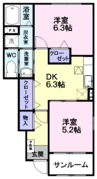 エアリー　フィールドⅡ 2DKの間取り