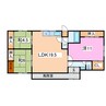 遠軽町生田原借家 3LDKの間取り