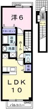 カーサ・プラシードＢ 1LDKの間取り