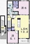 ブリッサガーデンＢ 2LDKの間取り