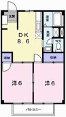 パレス上大野 2DKの間取り