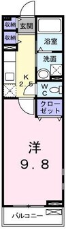 アウローラ市川 1Kの間取り