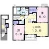 ラシュレ白浜 2LDKの間取り