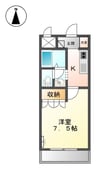 グランディール姫路 1Kの間取り
