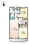 アンプルール 2LDKの間取り