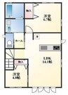 ポラリス城西I（西棟） 2LDKの間取り