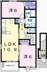 フォルストIII 2LDKの間取り