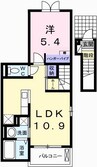 パジェール・アン 1LDKの間取り