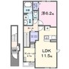 イーストウッドII 1LDKの間取り