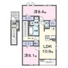 グランベッセルI 2LDKの間取り
