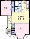 アムラインＢ 2LDKの間取り