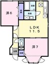 アメニティー北平野Ｂ 2LDKの間取り