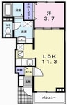グラース・アンジュＣ 1LDKの間取り