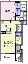 ニュージェルメ・アイII 1LDKの間取り
