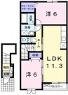 ノイ・フリーデＢ 2LDKの間取り