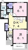 パレ　ドゥールＤ 2DKの間取り