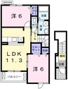 ベル池ノ下 2LDKの間取り