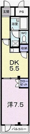 メゾンソレイユ 1DKの間取り