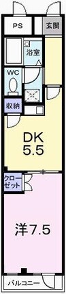 メゾンソレイユ 1DKの間取り