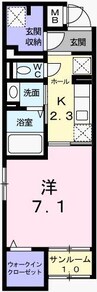 ジュエルII 1Kの間取り