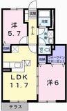 グランドゥールＢ 2LDKの間取り