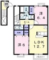 グランドゥールＢ 2LDKの間取り