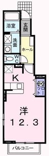 アンソレイエ・Ｓ 1Kの間取り
