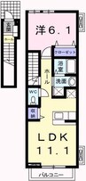 エクセレント・御着 1LDKの間取り