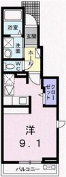 ロマンド 1Rの間取り