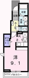 ロマンド 1Rの間取り