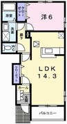 サニーガーデン 1LDKの間取り