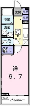 プラシード手柄I 1Kの間取り