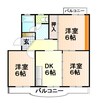 身延線/富士根駅 徒歩15分 2階 築27年 3DKの間取り