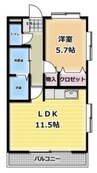 スカイヒルズ自由ヶ丘 1LDKの間取り